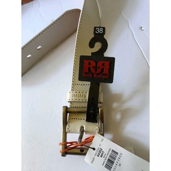Rock Revival Belt Leather Men's Size 38 Metal Logo - Picture 5 of 6